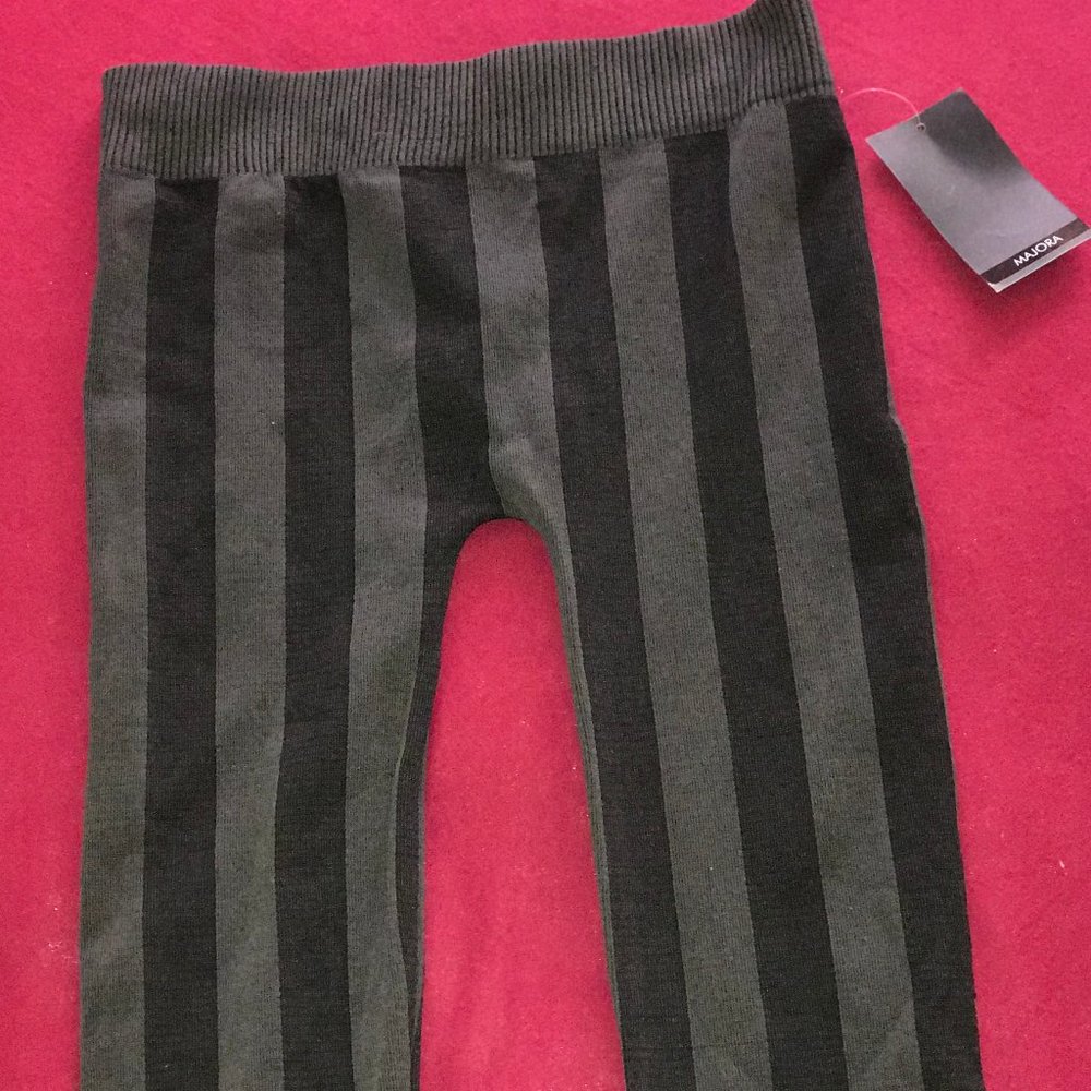 Black and Gray Striped Leggings